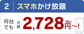 2 スマホかけ放題 何台でも月額2,728円〜！