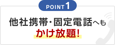 POINT1 他社携帯・固定電話へもかけ放題！