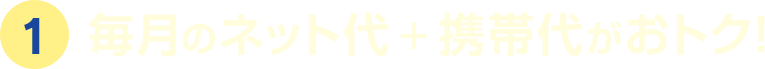 1 毎月のネット代＋携帯代がおトク！